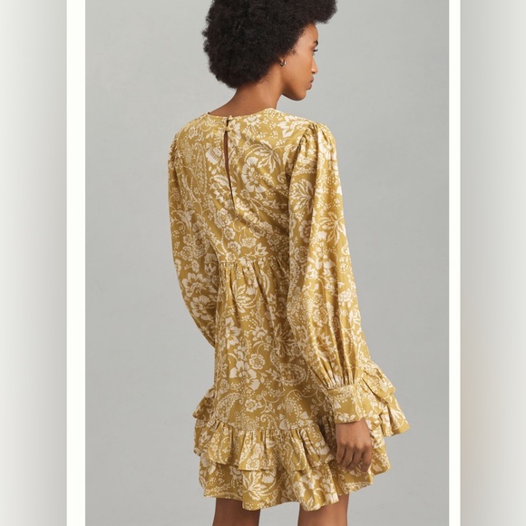 Maeve by Anthropologie long sleeve V-neck ruffle Mini dress Medium summer dress - Picture 13 of 14